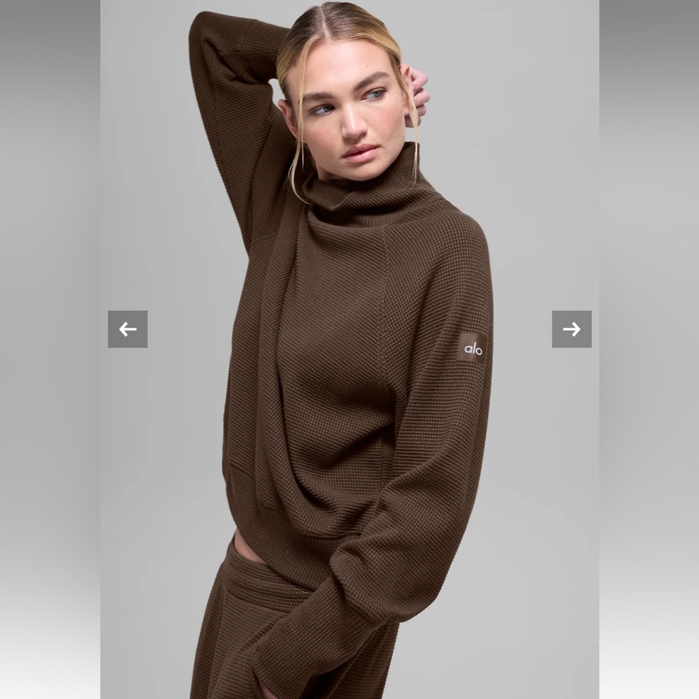 NWT ALO Waffle Weekend Escape Mock Neck Long Sleeve